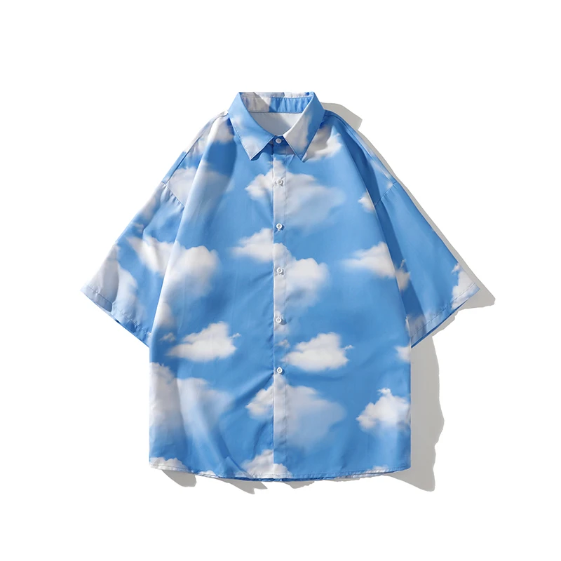 Summer Flower Shirts Men Fashion Ice Silk Printed Casual Shirts Men Korean Style Loose Short Sleeve Shirts Mens Hawaiian Shirts