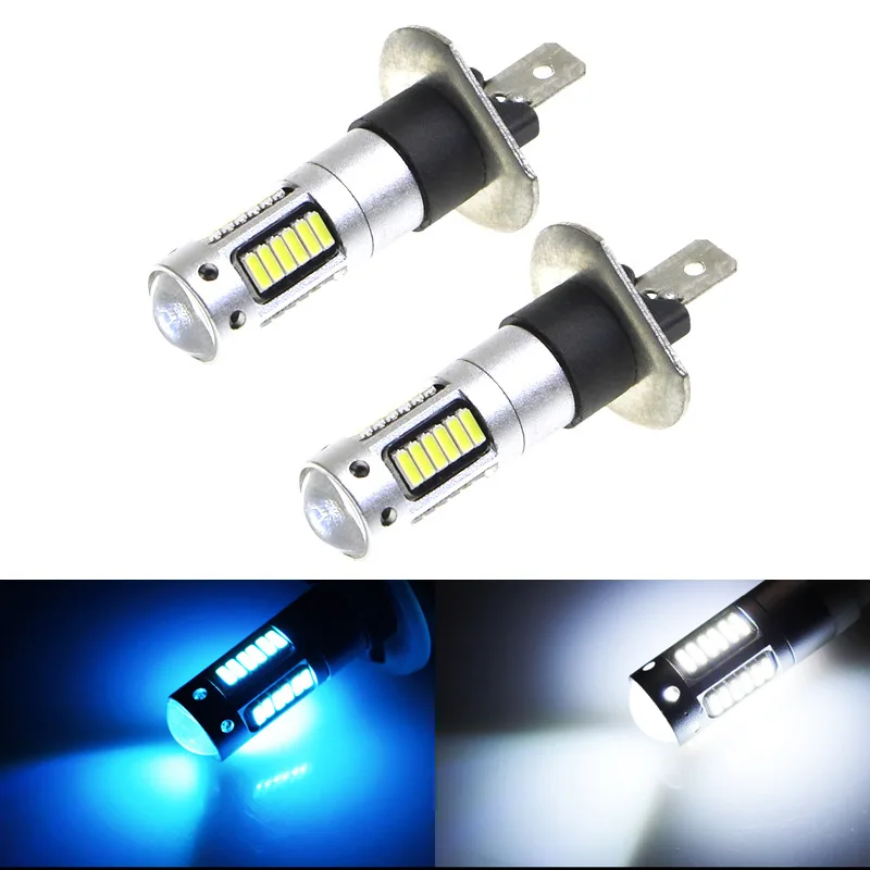 

2pcs High Power DRL Lamps 30SMD 4014 H3 LED Replacement Bulbs For Car Fog Lights Daytime Running Lights White Red Blue Amber