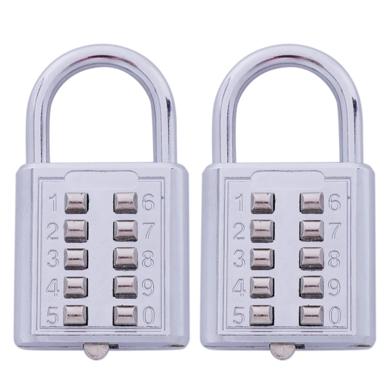 

2X Anti-Theft Button Combination Padlock Digit Push Password Lock Zinc Alloy Security Lock Suitcase Luggage Coded Lock