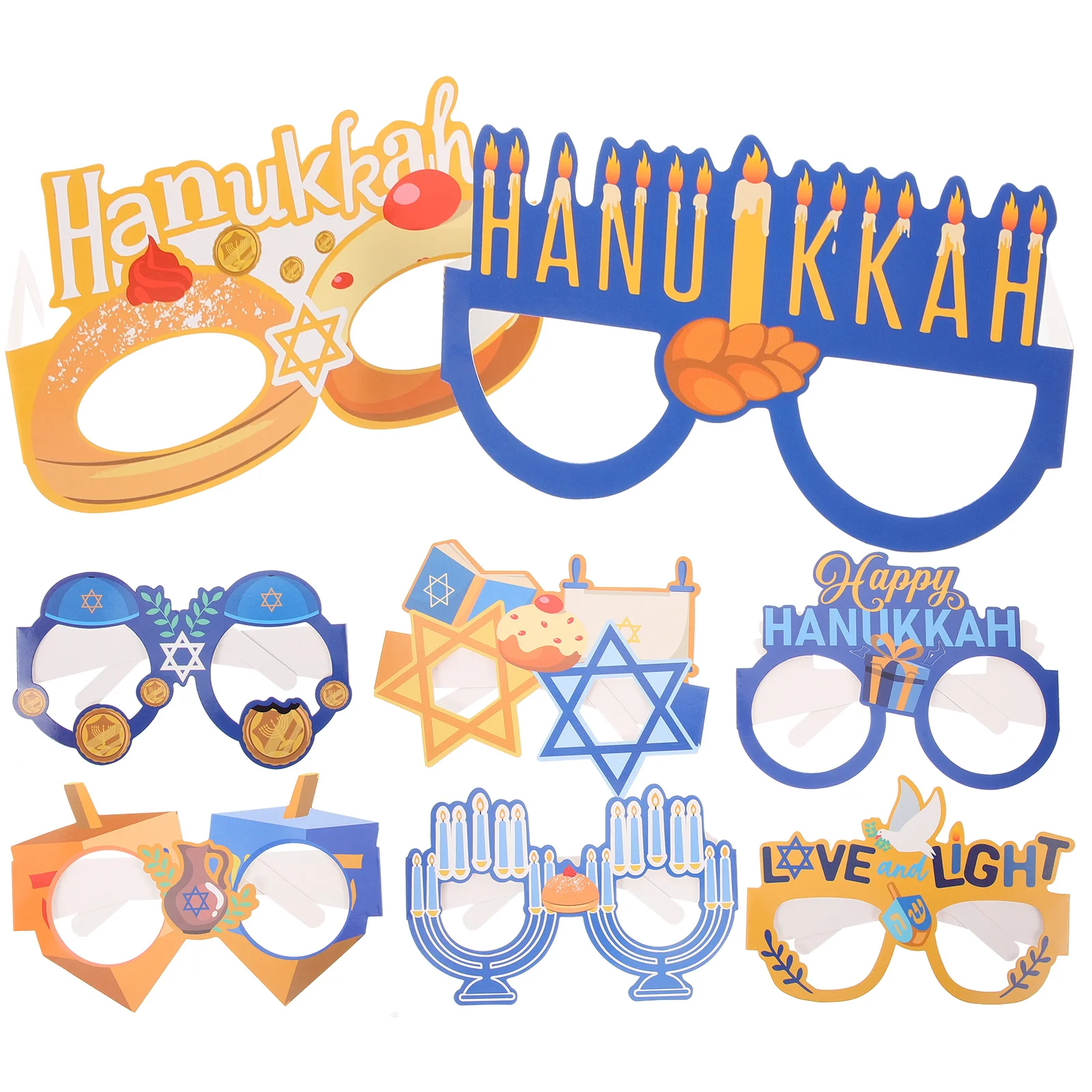 

8 Pcs Eye Glasses Interesting Photo Props Hanukkah Paper Eyeglasses Party Supplies Funny Chanukah Decor