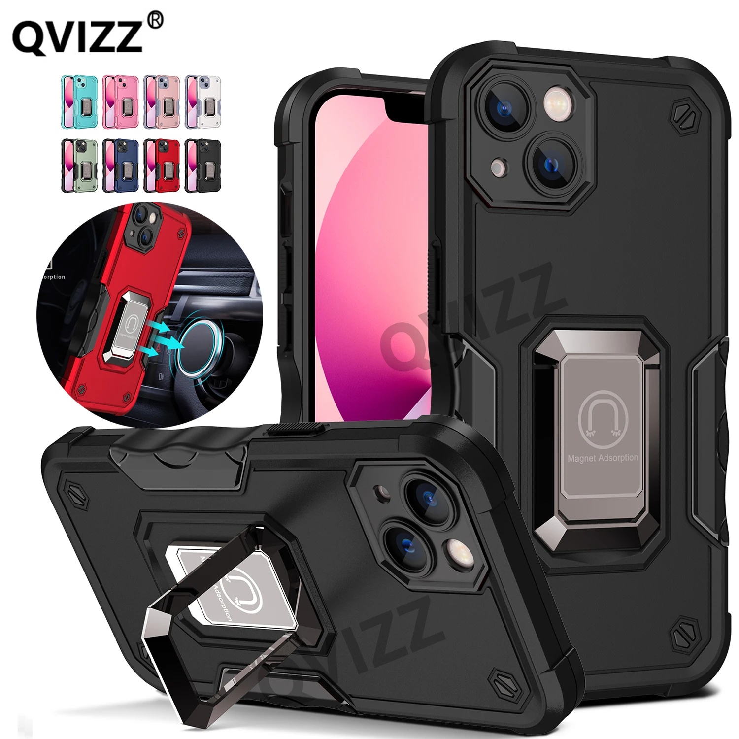 

Case For iPhone 11 12 13 Pro Max XR XS Max 8 7 6S Plus Armor Shockproof Full Coverage Camera Apple 12 13 Mini Bracket Ring Capa