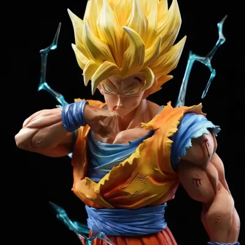 Фото Dragon Ball Z Son Goku Ssj2 Фигурка Led Base Super Saiyan 2 Goku Фигурки 30 см Коллекционная модель из ПВХ Детская игрушка Рождественский подарок №4