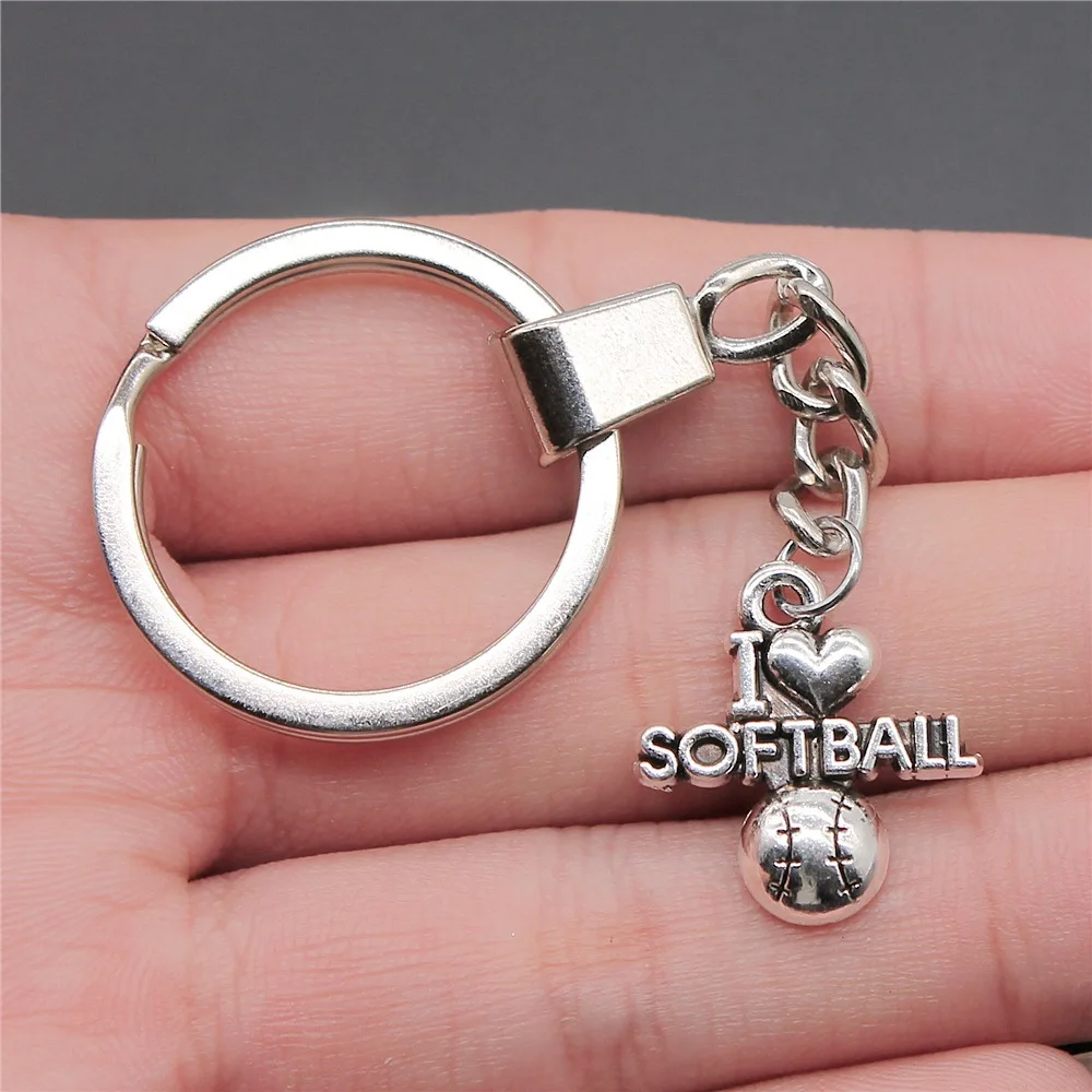 Прямая поставка сувениры подарок мужской брелок 2 цвета 20x19 мм I Love Softball подвеска