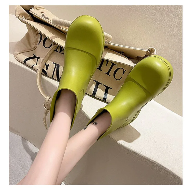 New Fashion Summer Rain Boots Lady Casual Outdoor Thick Bottom Waterproof Shoes Spring Anti-skid Short Low Eva Rain Boot Women