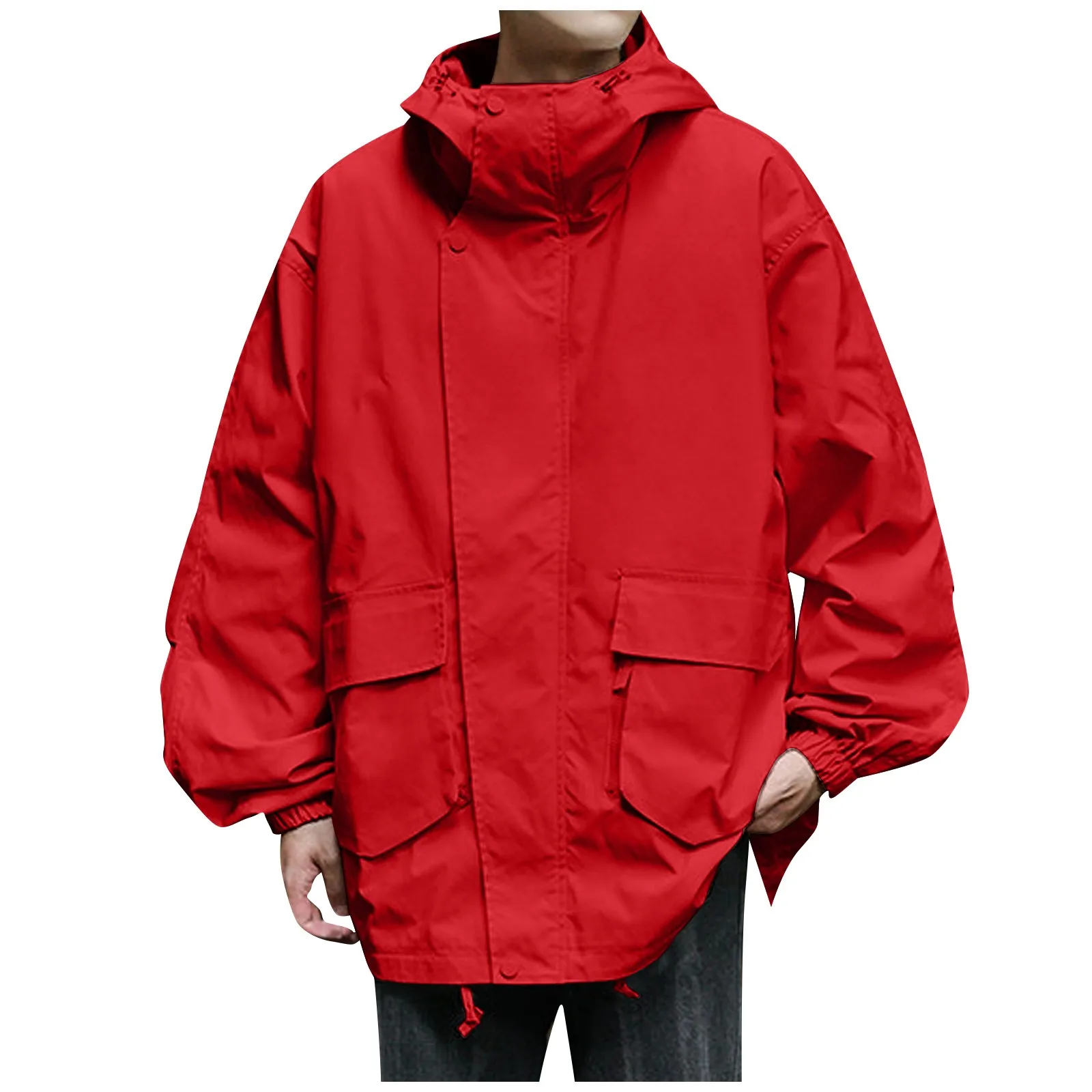 

Осенне-зимнее мужское однотонное уличное ветрозащитное пальто для горного альпинизма, рабочая одежда, пальто с длинным рукавом и капюшоном