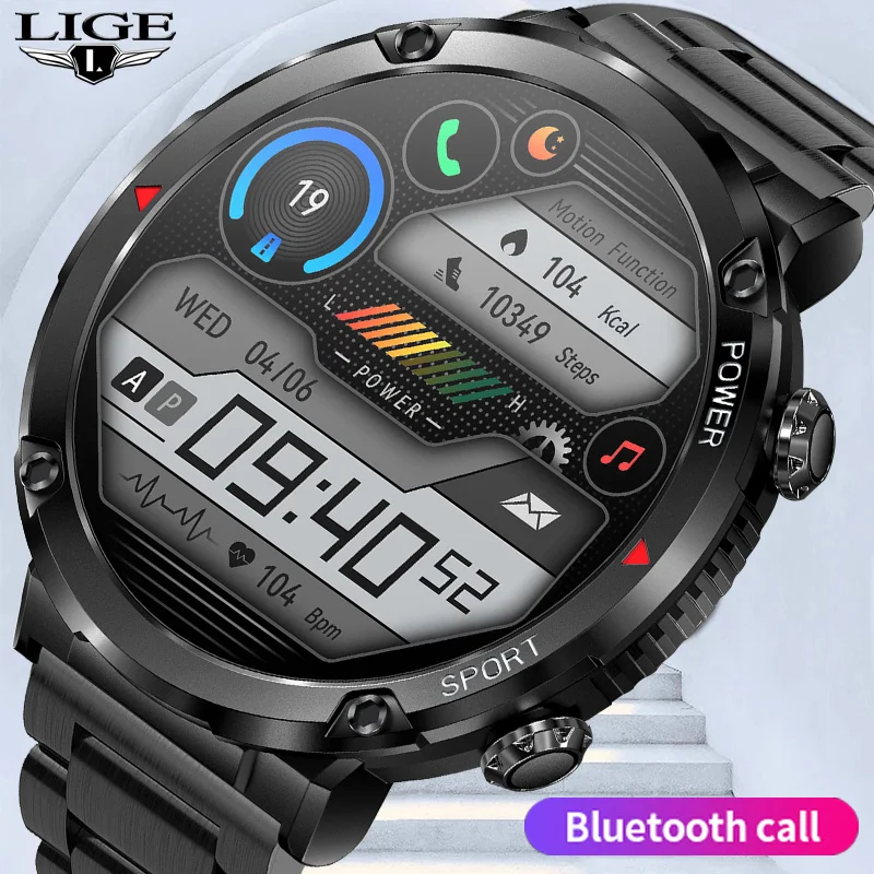 

LIGE New Smart Watch Men 1.6Inch IPS Display 600mAh Long Standby Sports Watches HD Bluetooth Call Waterproof Smartwatch+Box 2023