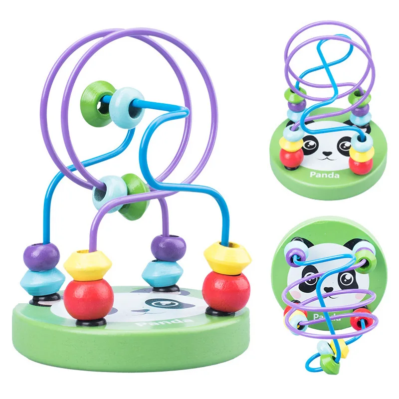 

Cartoon Wooden Small Beaded Wooden Mini Circles Bead Wire Maze Roller Coaster Abacus Baby Montessori Educational Math Toy