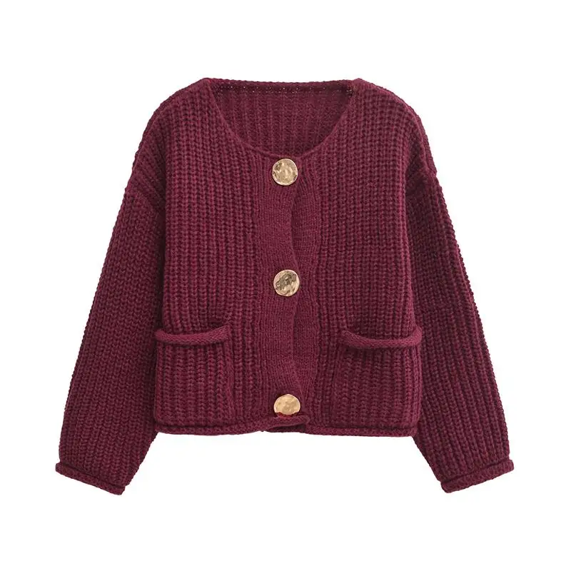 Женский свитер TRAF осень 2024 новый свободный теплый кардиган женский модный