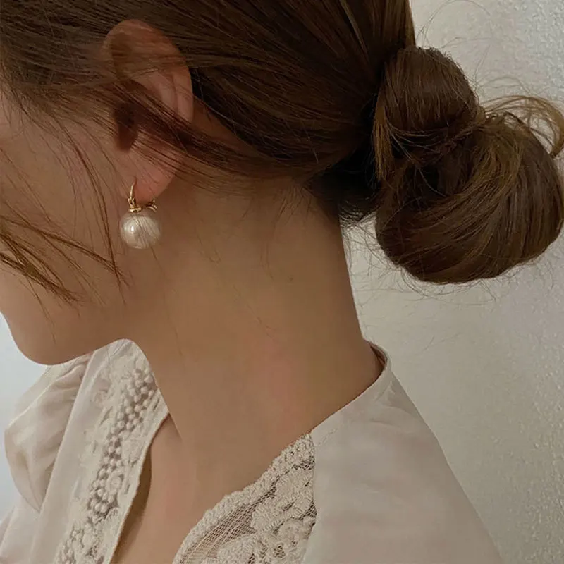 Корейские новые модные серьги-кольца в виде ракушек и цветов с жемчугом для