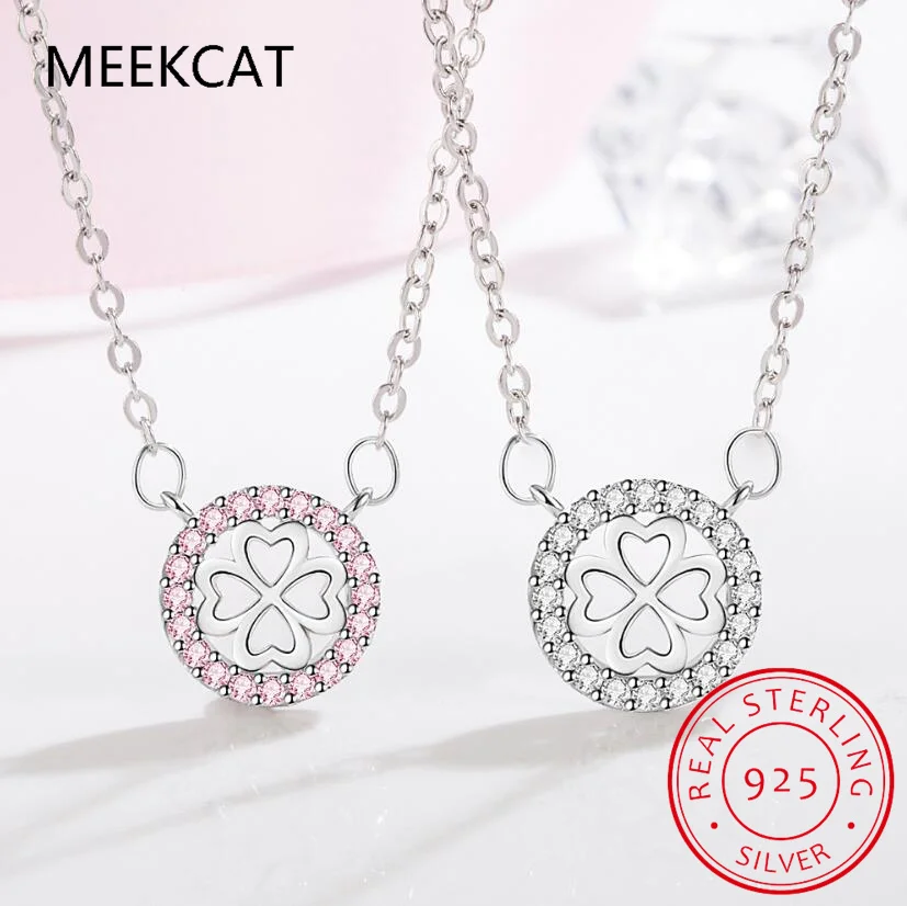 Ожерелье из стерлингового серебра 925 пробы с четырьмя листами клевера для женщин