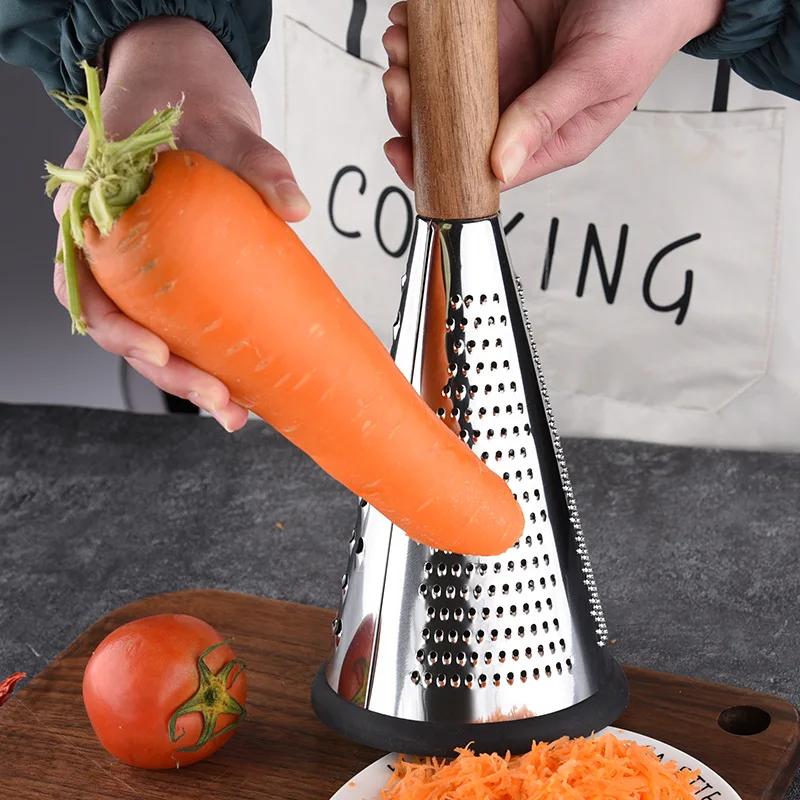 

Food Processor For Kitchen Creative Cone Fruit Vegetables Grater Garlic Grinder Slicer Manual Wooden Handle Home Accessories
