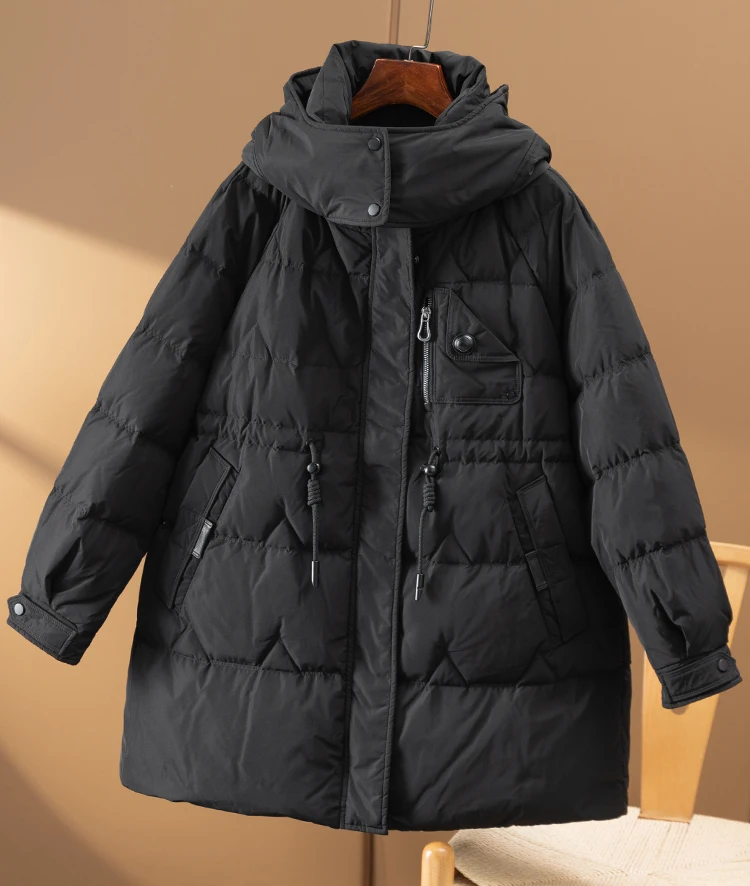 2022 New 90% White Duck Down Jacket Women Safari Style Zipper Slim Winter Coat Women Casaco Feminino Luxury Designer