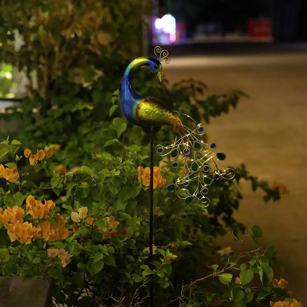 

Садовый светильник на солнечной батарее, 30 светодиодов, металлический садовый светильник в виде павлина, уличный освещение для газона, деко...