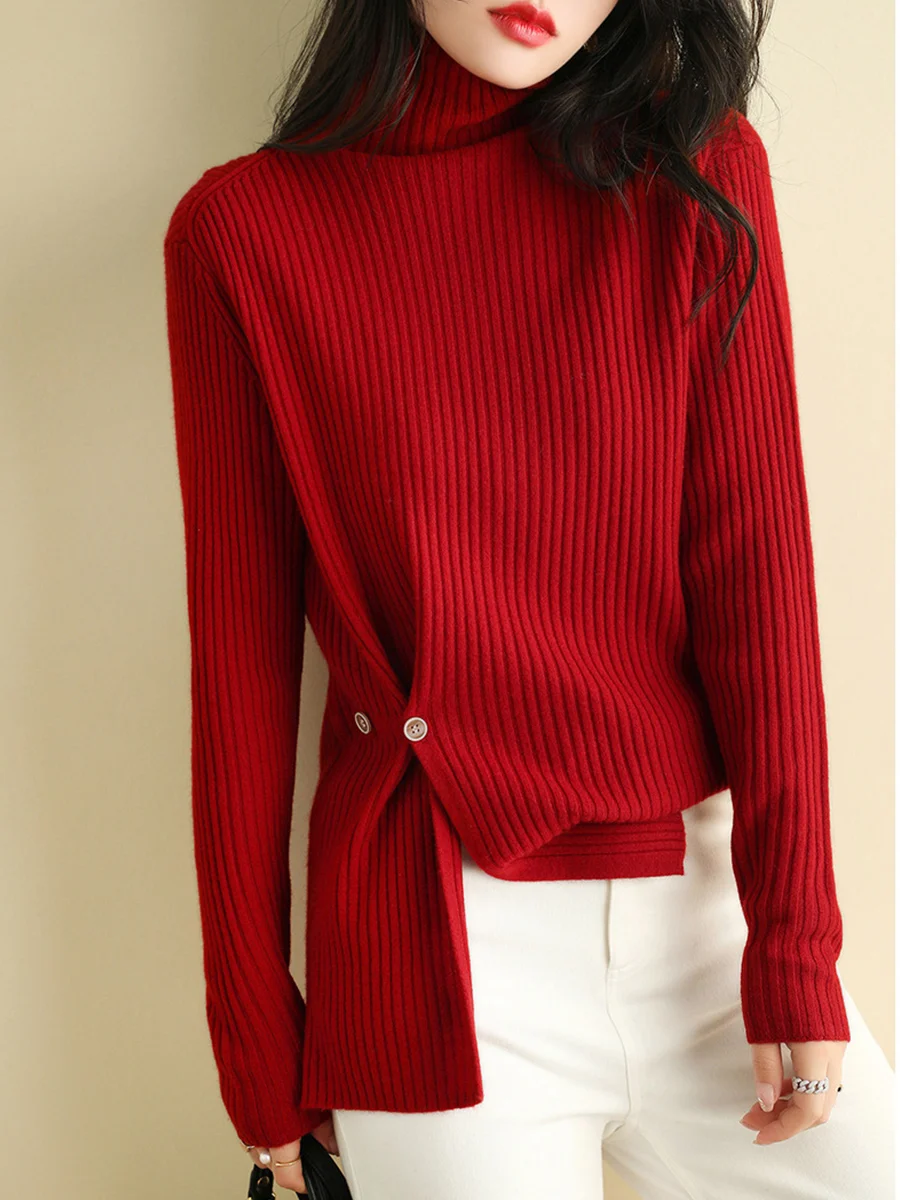 

Spring Sweater For Ladies 2022 Women Knits Sweater Fashion Casual Long Sleeve Solid Color Adjustable Button Patchwork Pullover