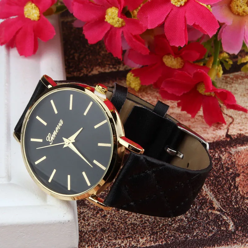 

Simple fashionable women's watch casual Geneva plaid faux leather quartz watch elegant women's watch