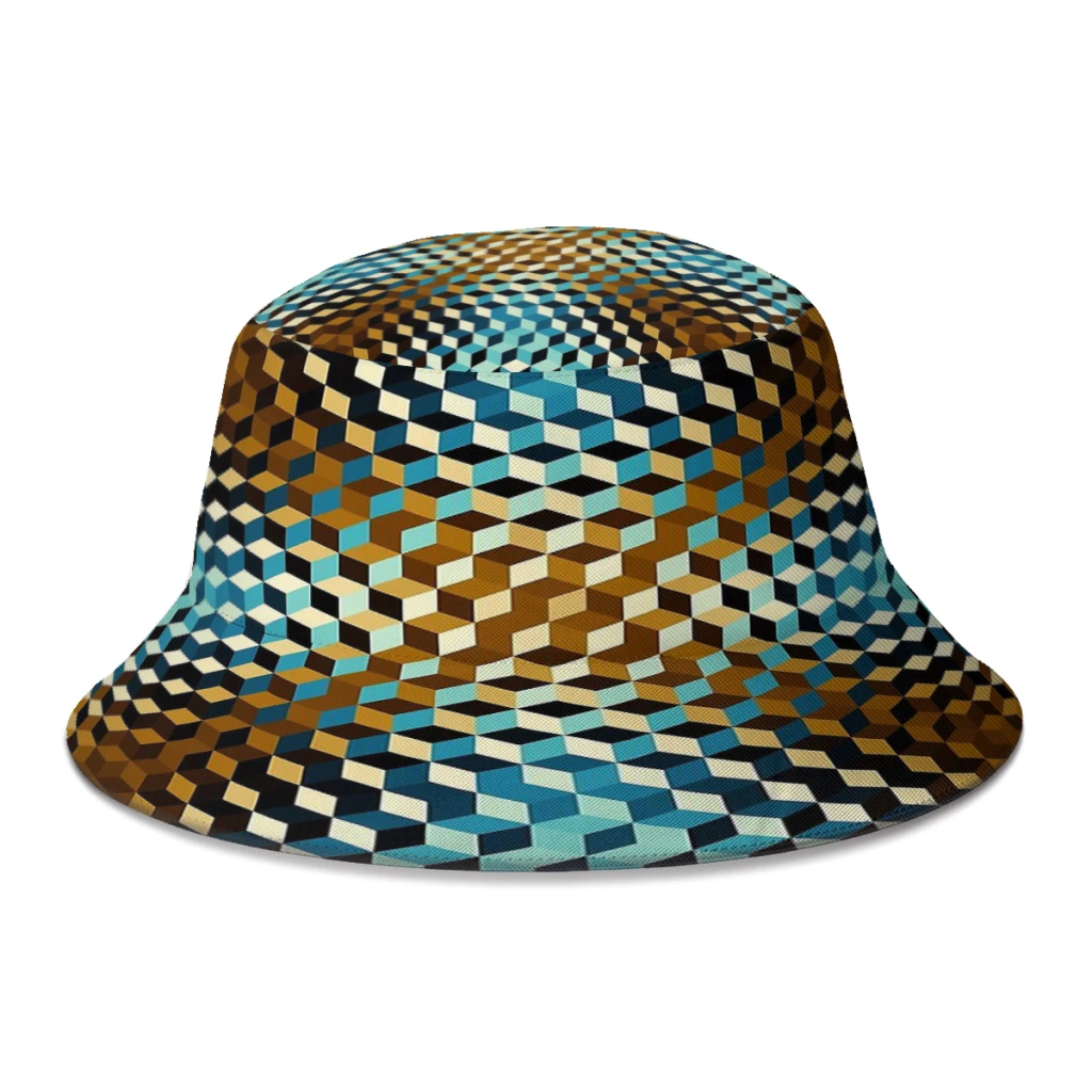

Geometric Cubes 3D Three Dimensional Bucket Hat For Women Men Students Foldable Bob Fishing Hats Panama Cap Streetwear