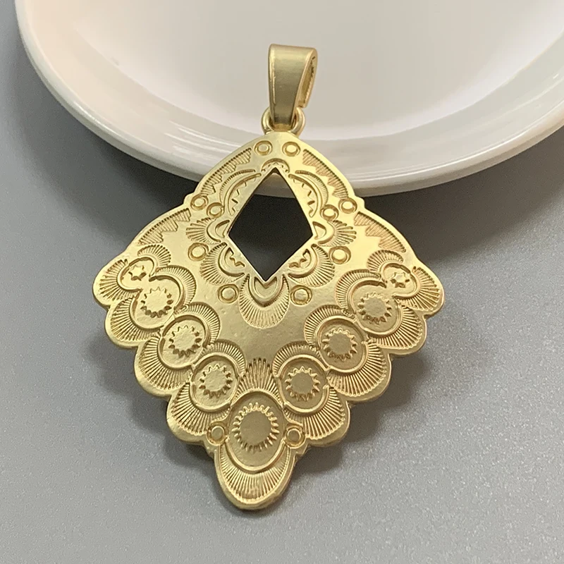 

1pc Matt Gold Color Large Boho Hollow Open Square Shaped Charms Pendants for DIY Necklace Jewelry Making Findings Accessories