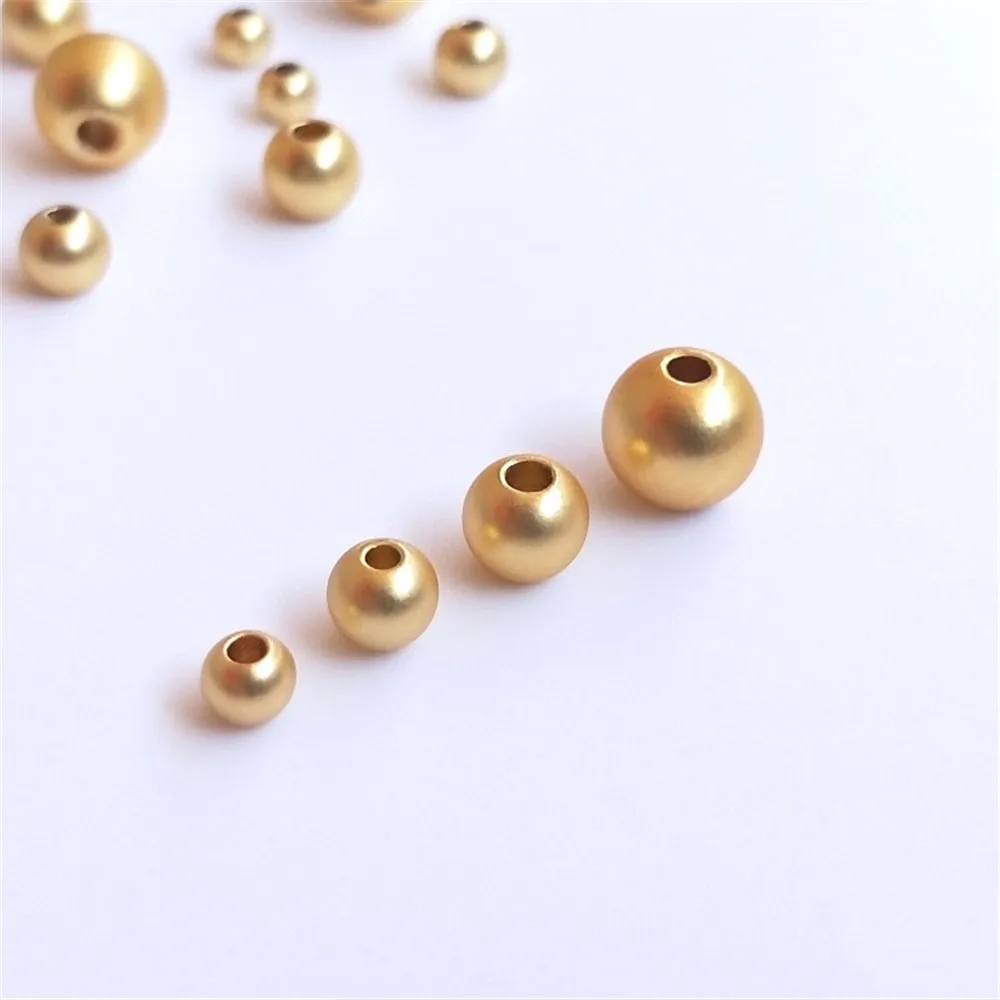 

14K plated gold filled Sand-gold matte round beads handmade DIY gold necklace bracelet ornaments loose beads accessories