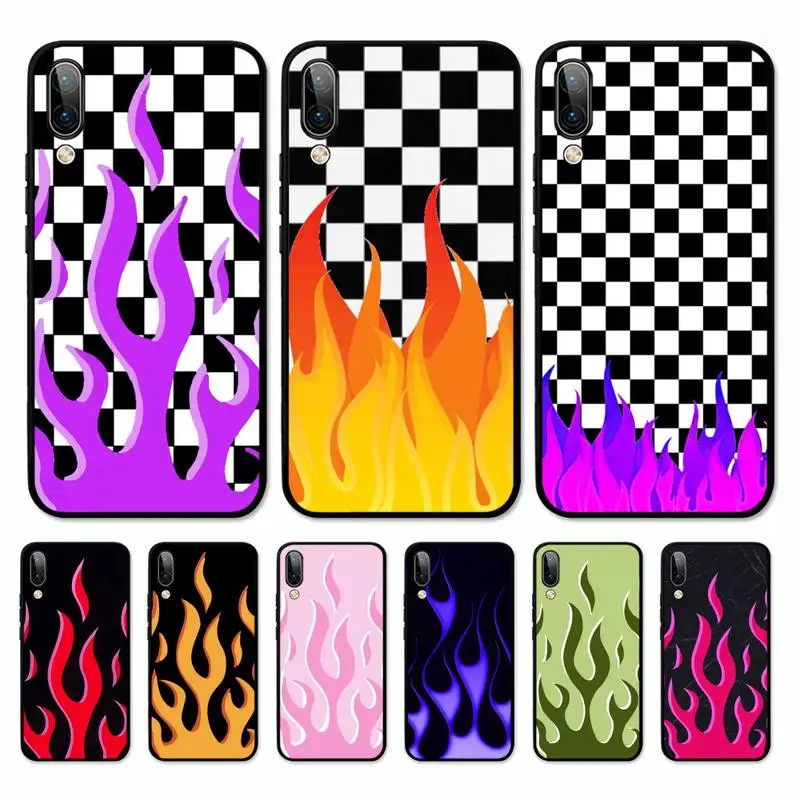 

Black Flame Phone Case for Vivo Y91C Y11 17 19 17 67 81 Oppo A9 2020 Realme c3