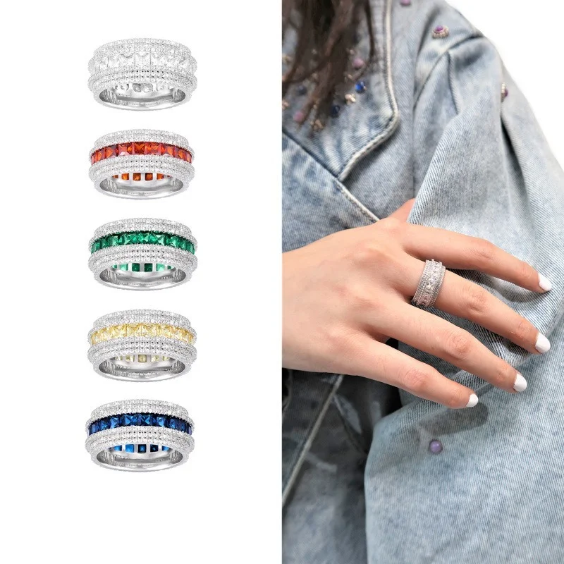 

Color Crystal Ring Couple Ins Europe And The United States Ring Ring