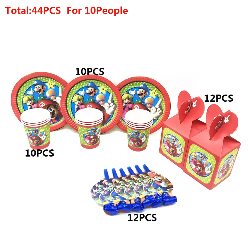 

Super bro Party Decoration Set Theme Disposable Paper Cup Plate Napkin Straw Tablecloth Tableware Party Supplies Gifts