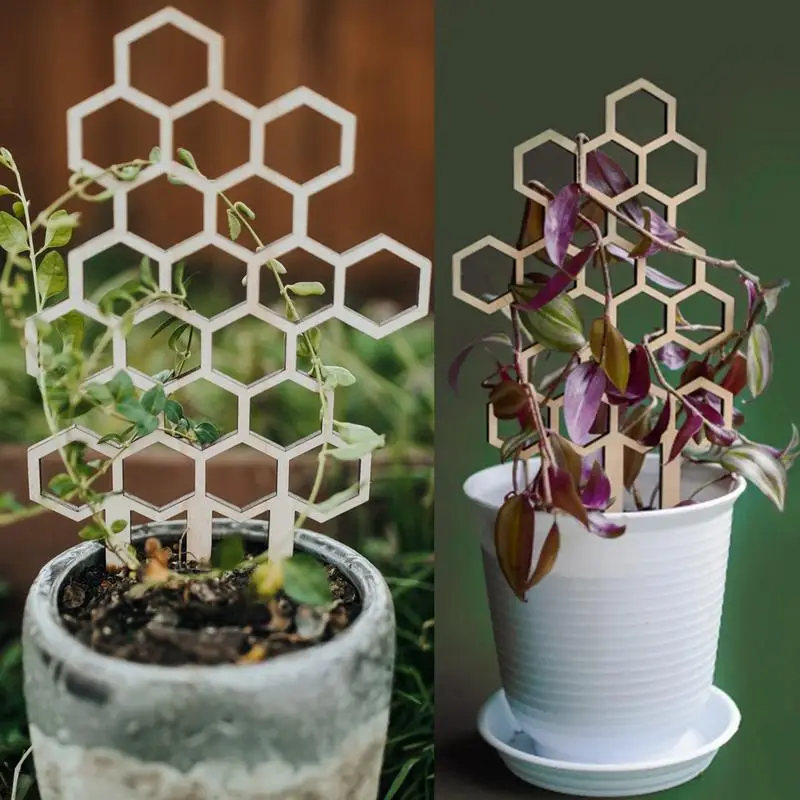 

Trellis For Potted Plants 3 Pcs Plants Frames For Support Plants Wooden Honeycomb Shape Potted Plant Trellis Stakes Cages Stand