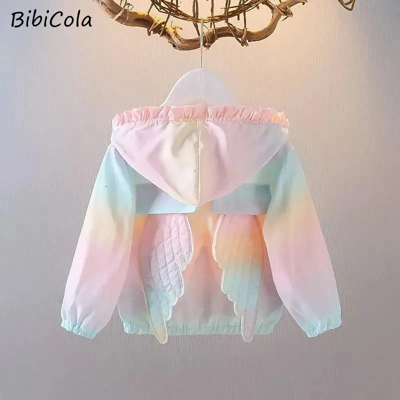 

Новое поступление, куртка для маленьких девочек весенне-осенняя цветная одежда для девочек пальто для новорожденных, Детская куртка с крыл...