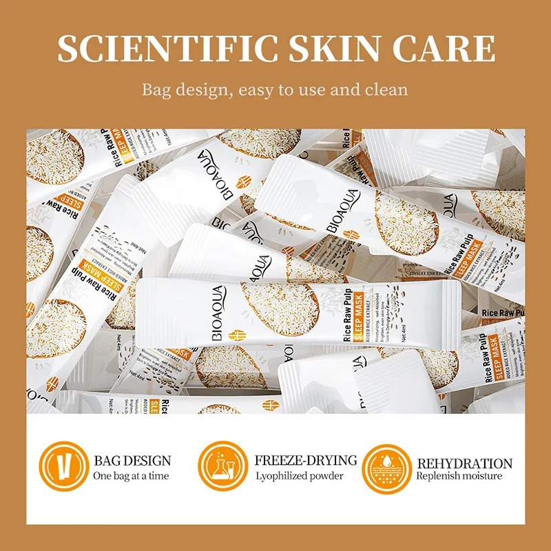 Маска для лица BIOAQUA рисовая НЕОБРАБОТАННАЯ фотомаска сна против морщин