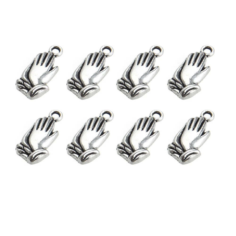 

50PCS DIY Zen Gesture Pendant Delicate Hand Pendant Alloy Jewelry Pendant Charms Creative DIY Pray Pendant for Necklace