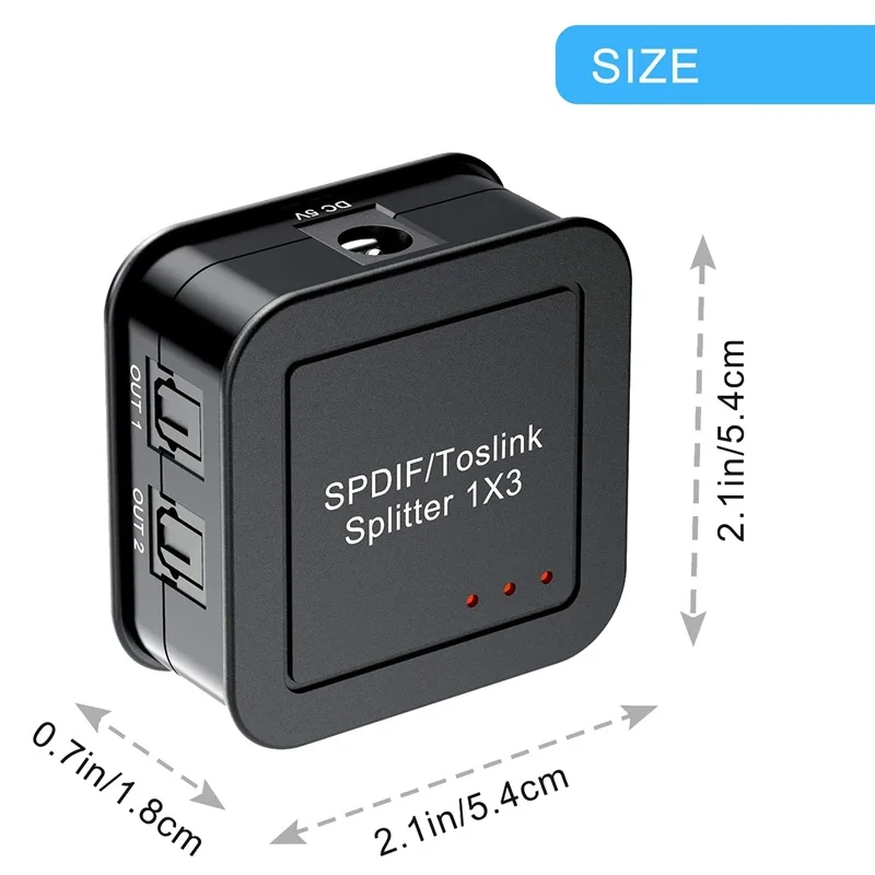 Optical Signal Input Splitter Can Be Divided Into Three Groups Of SPDIF / TosLink Receiving Device 1 In 3 Out Support DTS |