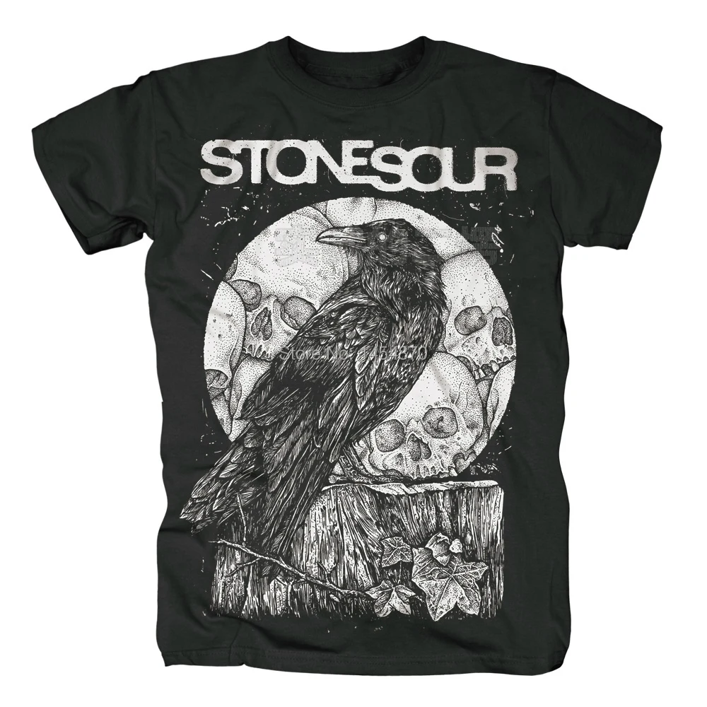 

25 designs Cool Harajuku Crow Stone Sour Camiseta poleras Rock fitness Hardrock heavy Metal Cotton Skateboard Streetwear tee