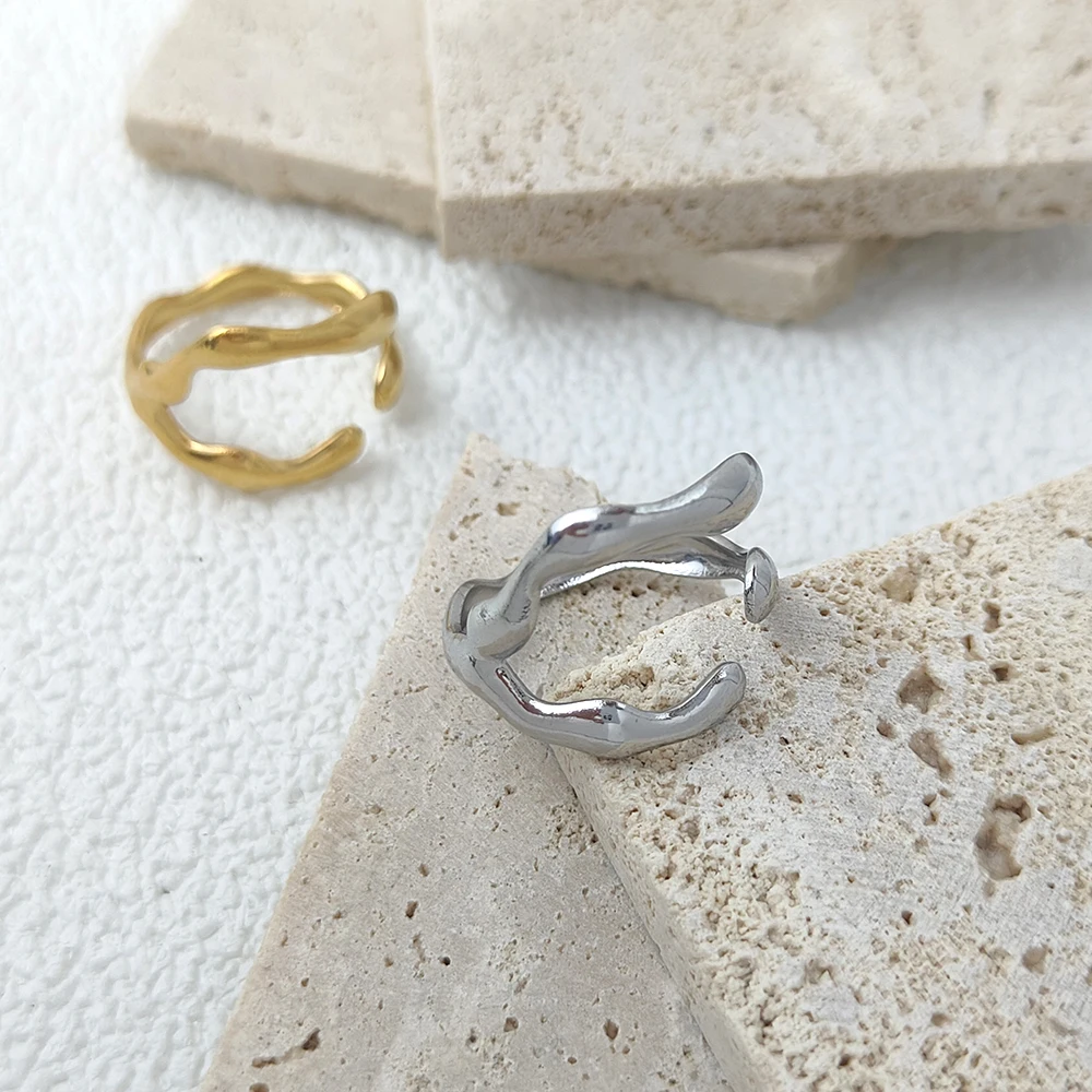 

2023 Trend Lava Kpop Irregular Rings Vintage Chunky Hollow Branches Open Ring For Women Men Punk Geometric Rings Wedding Jewelry