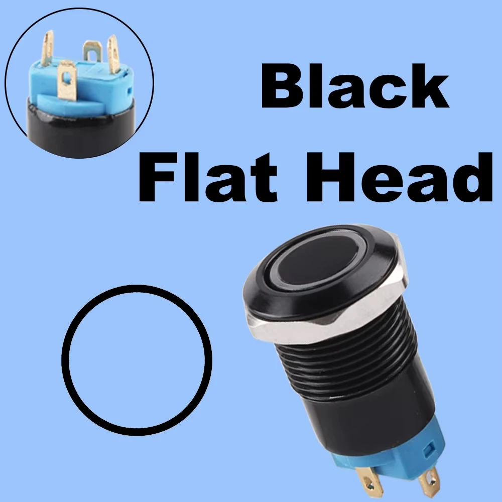 

Водонепроницаемый алюминиевый кнопочный выключатель DIANQI 12 мм черный 3В 12В 6В 220В