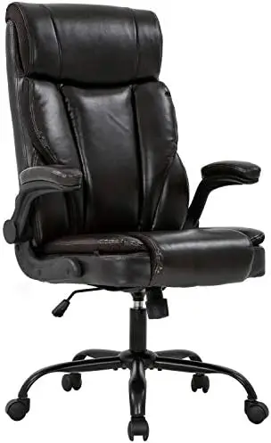 

Chair Ergonomic Desk Chair PU Leather Computer Chair with Lumbar Support Flip up Armrest Task Chair Rolling Swivel Executive Cha