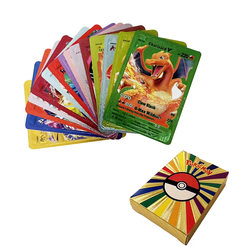Карты Pokemon английский французский Vmax GX Energy металлическая золотистая Charizard Pikachu
