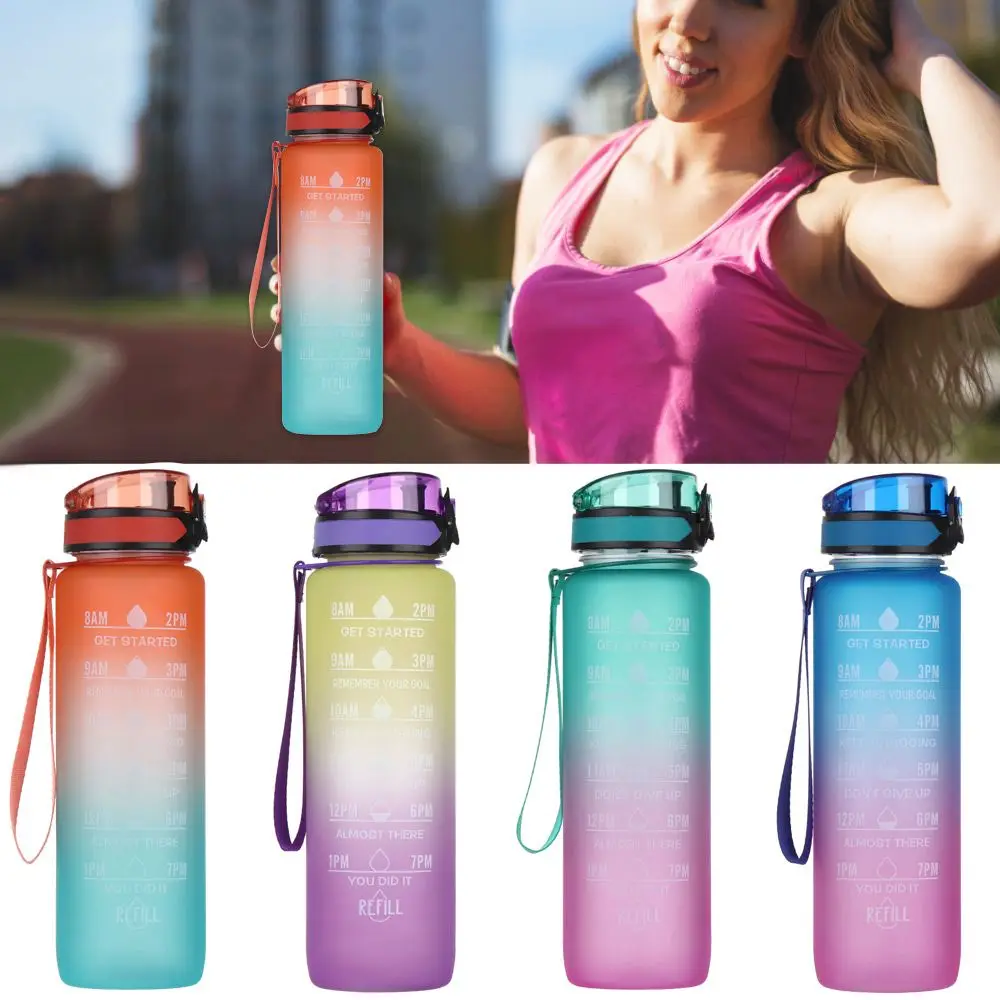 

1L Portable Fitness Outdoor Sports Motivational Water Bottle Drinking Cups Leak-proof with Time Maker