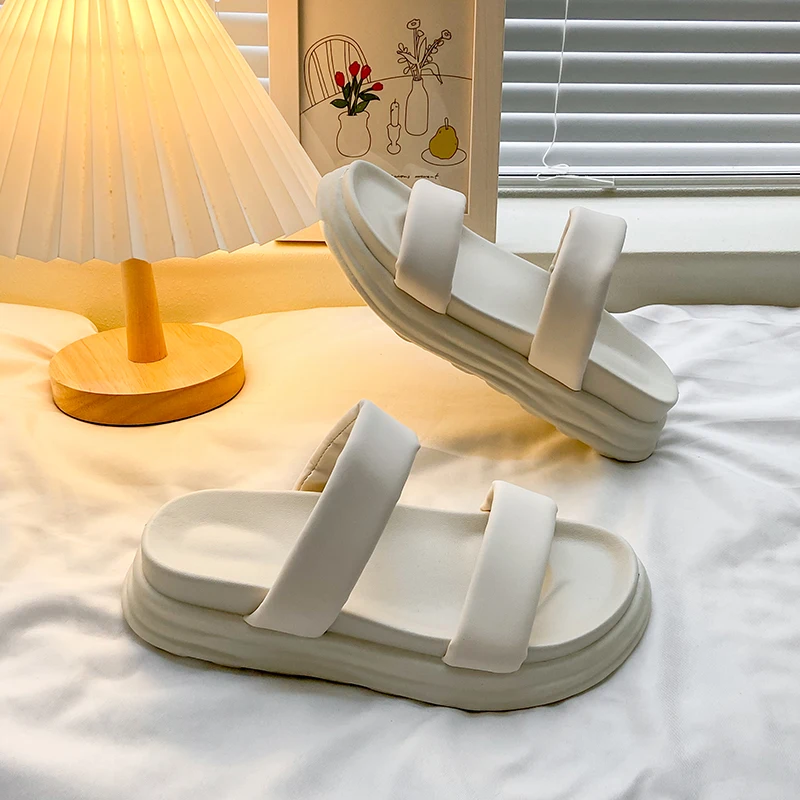 

Shoes House Slippers Platform Luxury Slides Slipers Women Med Designer Summer 2022 Flat Basic Rubber Rome PU Shoes Woman 2022 Fe
