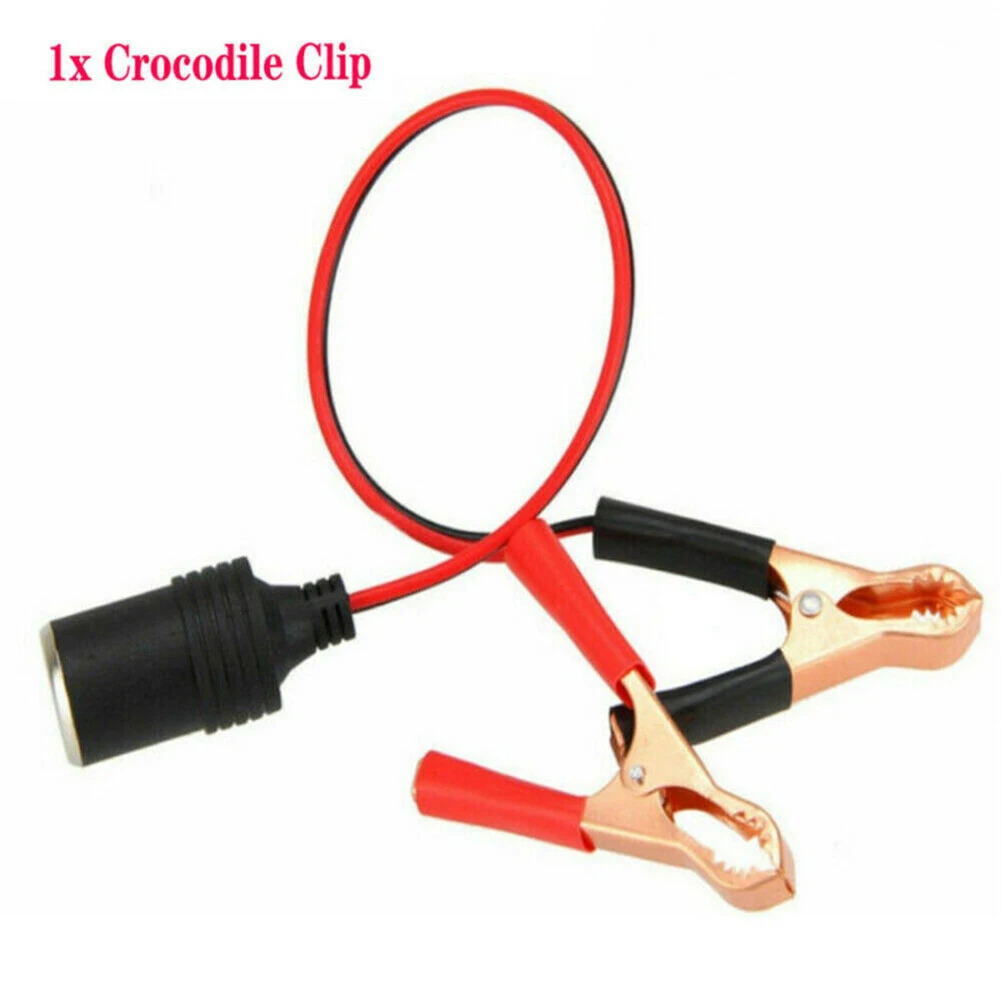 Alligator Car Battery Cable Clamp 10A 12V-24V 35cm/13.78in Alligator Battery Car Cigaret Crocodile Clip Female