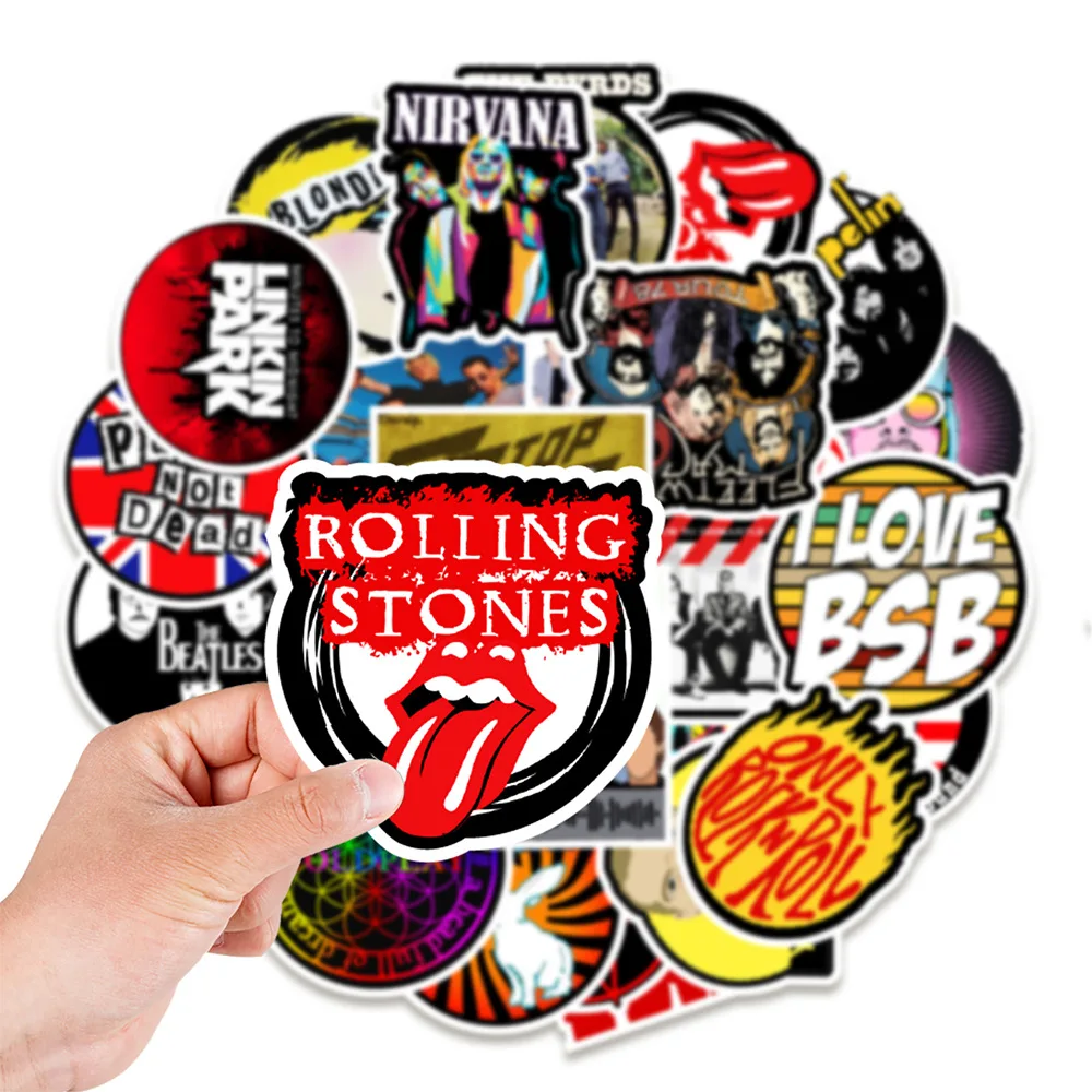 

50Pcs Nostalgic Music Stickers Cartoon Graffiti Sticker Diy Diary Fridge Guitar Skateboard Laptop Suitcase Phone Kid Toy Gift