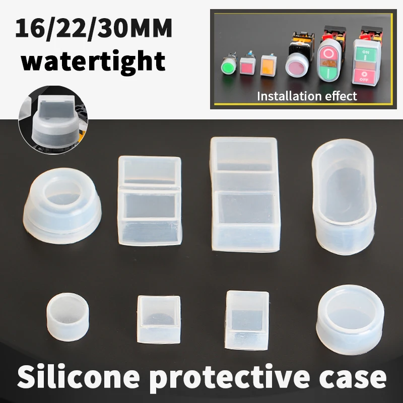 

16/22/30mm Waterproof Dustproof Round Square Double Position Silicone Transparent Protective Case XB2/XB5/LA38 Button Switch