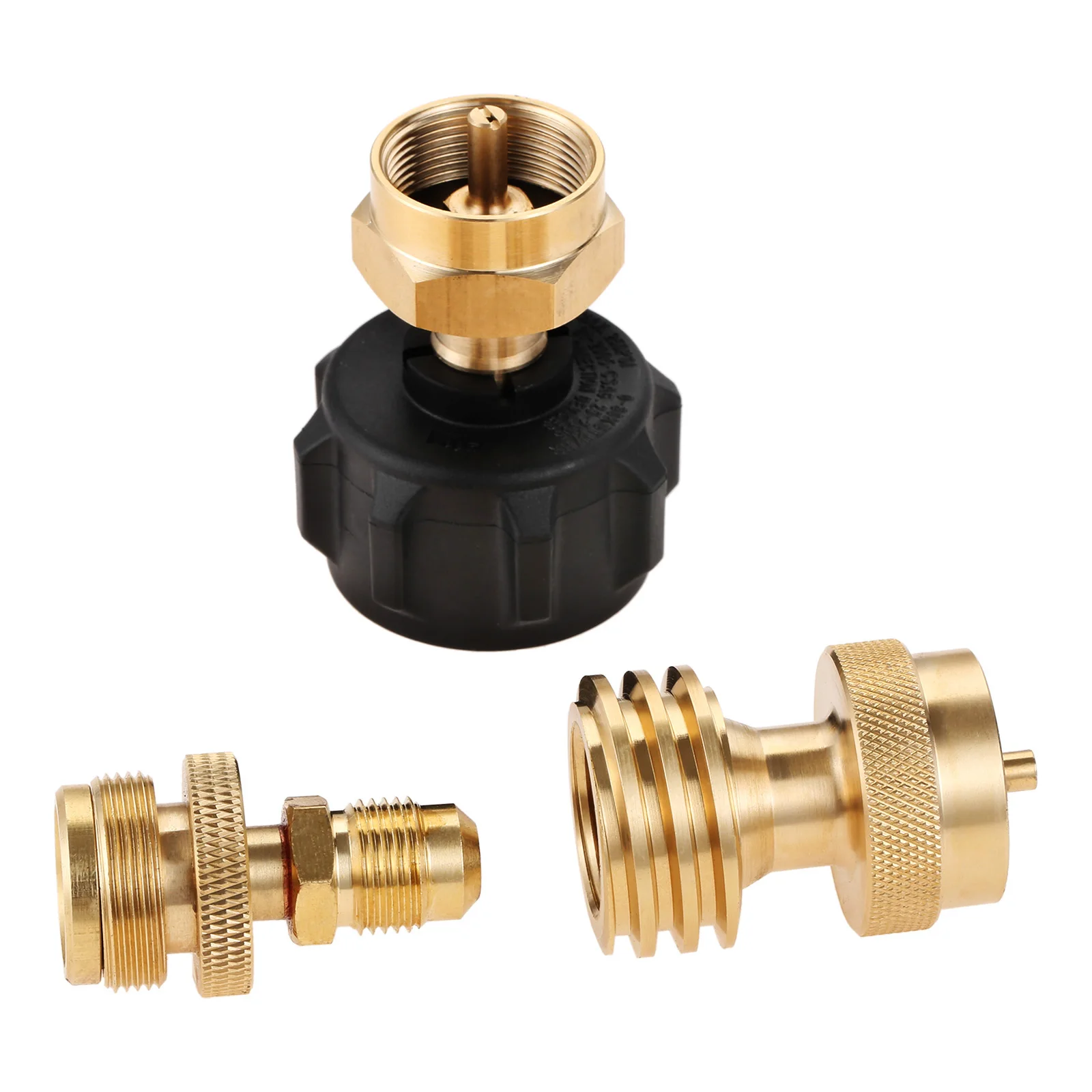 Propane Refill Adapter Solid Brass Set fit for 1LB QCC1 / POL Tank Regulator Throwaway Disposable Bottle Grill Burner Heater