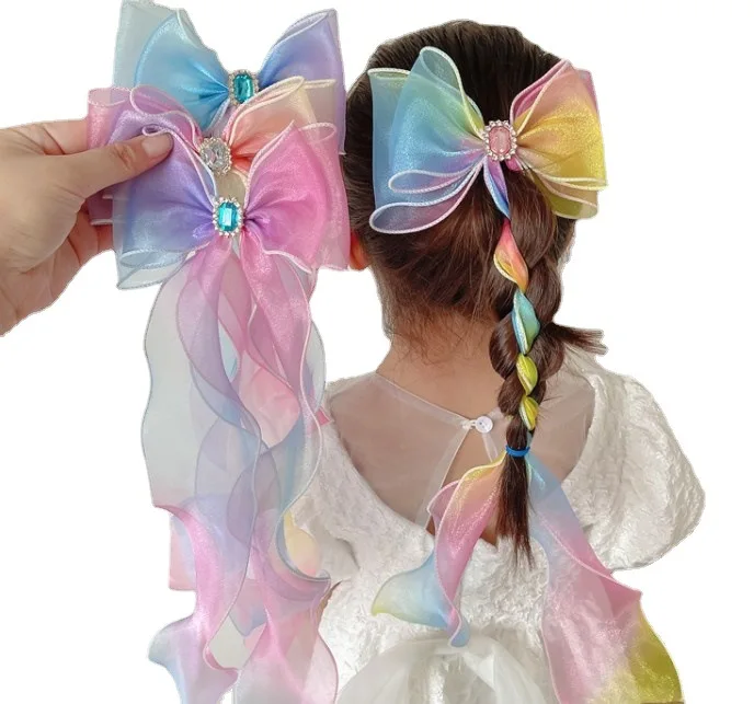Новинка Детские аксессуары для волос девочек Радужная пряжа принцессы с