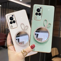 bling makeup mirror plating phone case for vivo x80 x70 x60 s12 s15 pro iqoo neo 6 5 se y33s y55s y76s y53s soft silicone cover