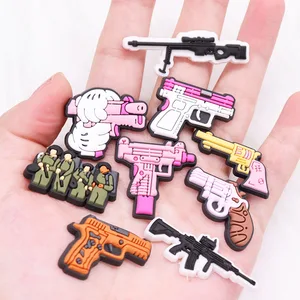 Hot Sales 1pcs Soldier Gun Shoes Accessories Man Garden Sandals Buckle Decorations Fit Croc Jibz Cha in USA (United States)
