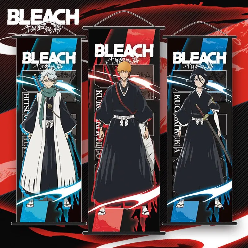Фото Настенные свитки-постеры BLEACH: Курасаки Ичиго, Рукия Кучики. Аниме-постеры, настенные свитки, декор для комнаты, подарки. №1