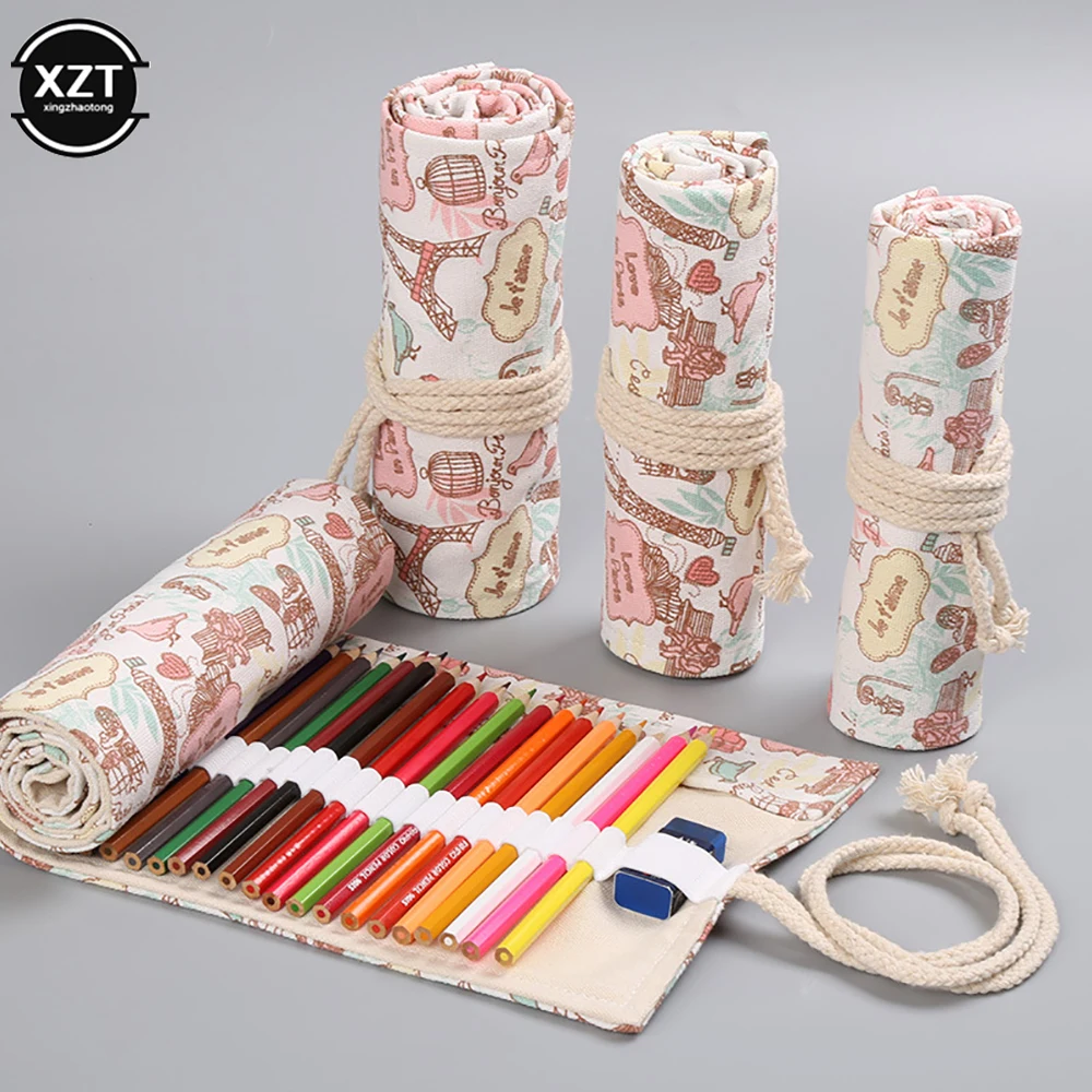 Case Kawaii School Canvas Pen Bag For Girls Boys Cute Large Pencilcase Box Stationery
