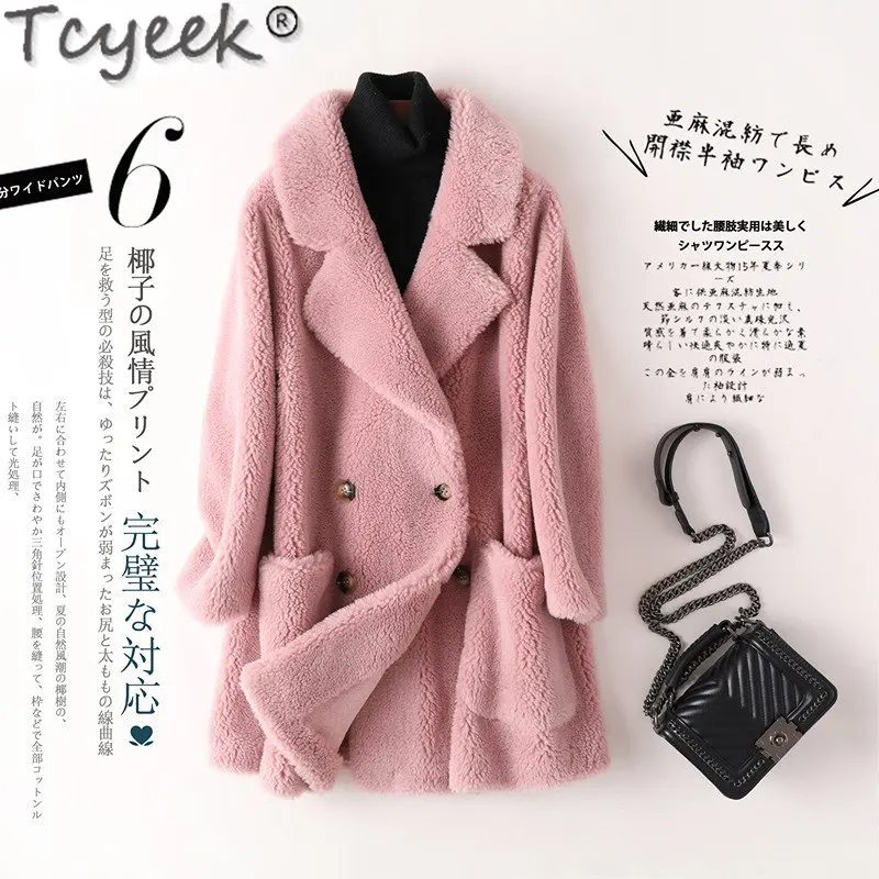 Tcyeek Casual Sheep Shearling Jackets for Women Winter Wool Coat 2022 Elegant Wool Fur Jacket Women's Clothing Fashion Coats SGG