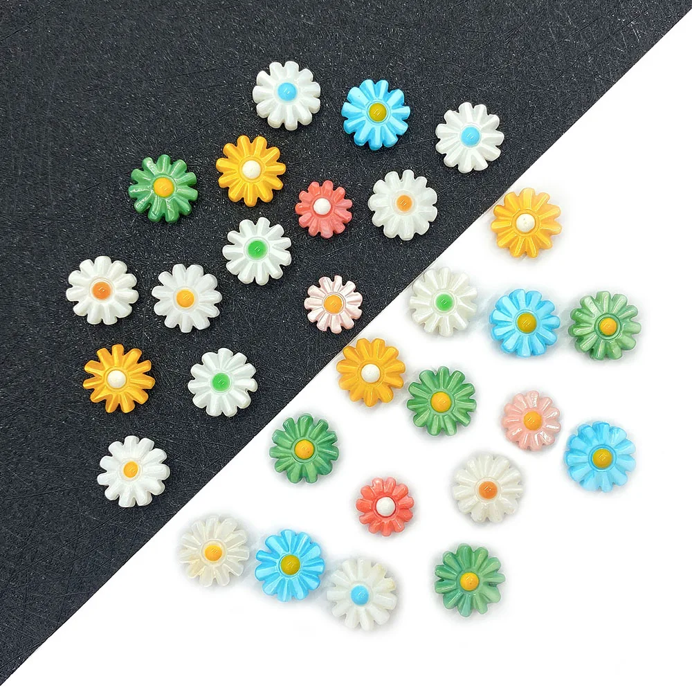 

Natural Freshwater Shell Daisy Flower Beads 10-12mm Sunflower Shell Beads Charm Jewelry Making DIY Necklace Earrings Accessories