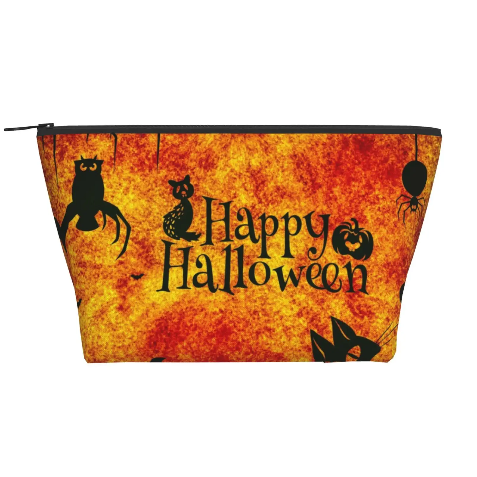 

Happy Hallooween Bag Organizer Storage Bag Black Cat Fashionable Perfect Camping Travelling Camp Makeup Organizer