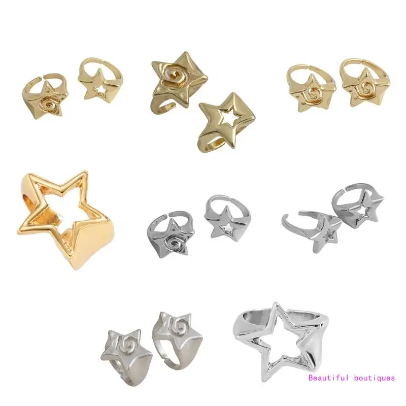 Элегантные кольца в форме звезд женские с пятью звездами аксессуар элегантные на